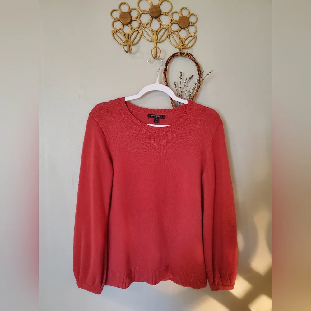 Banana Republic Womens Knit Red Baloon Sleeves Sweater - Picture 4 of 7